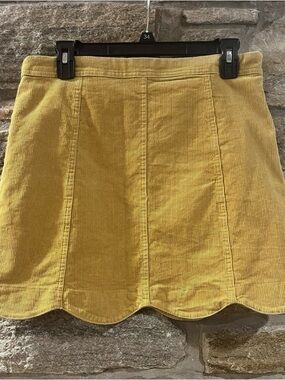 Altar'd State Mustard Yellow Corduroy Scalloped Mini Skirt
